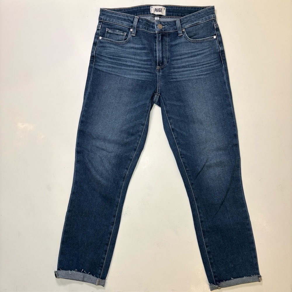 PAIGE Skyline Skinny Cropped Blue Jeans